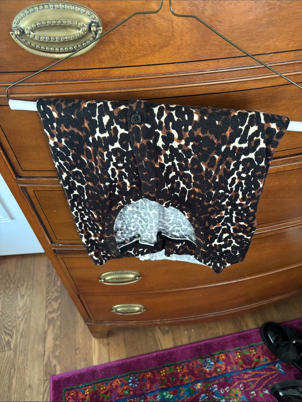 Talbots Black Brown Cream Leopard Print Cardigan